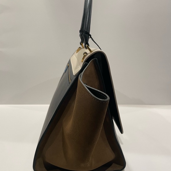 ICONIC☆Vintage Celine Trapeze - Tricolor Ivory Flap/Khaki/Black☆NWT - Picture 3 of 15